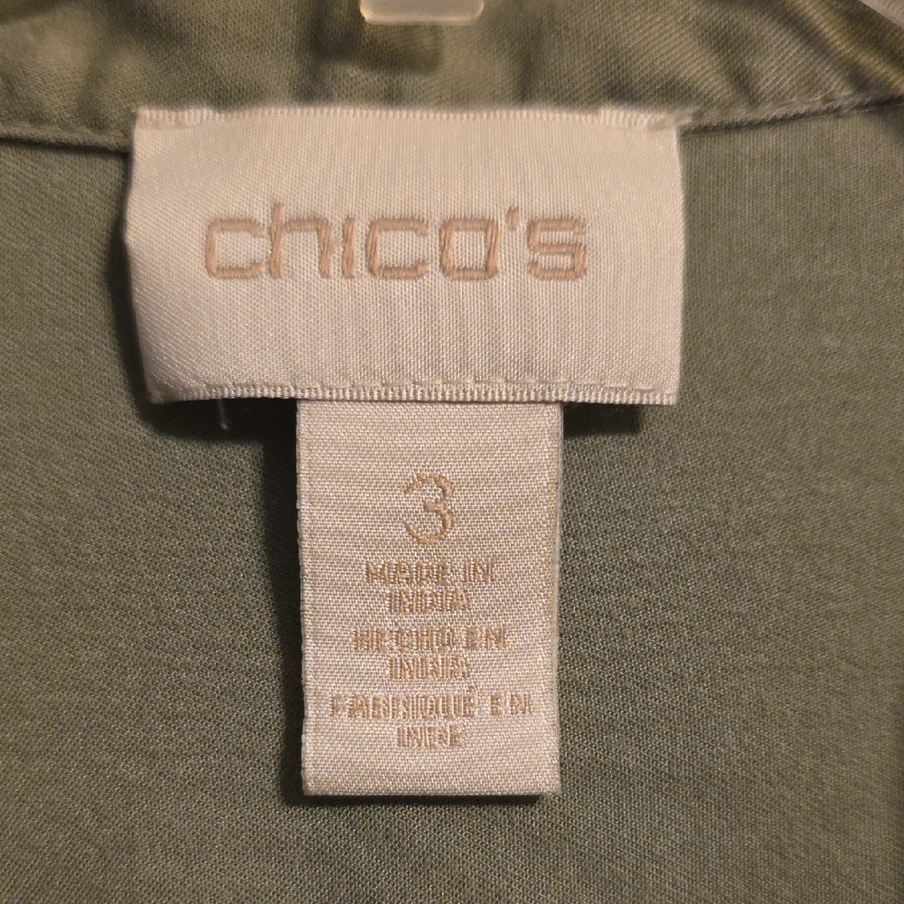 Chico's Olive Embroidered Utility Jacket - Picture 2 of 12